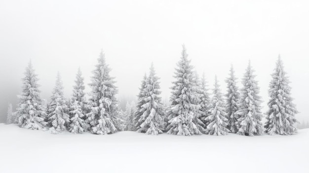 Photo snowcovered fir trees in a winter fog