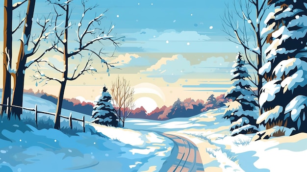 A snowcovered forest illustration