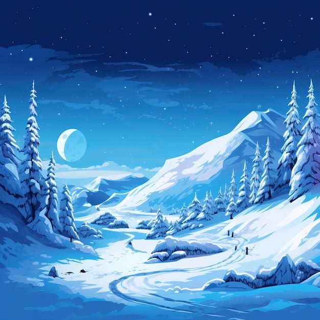 A snowcovered forest illustration