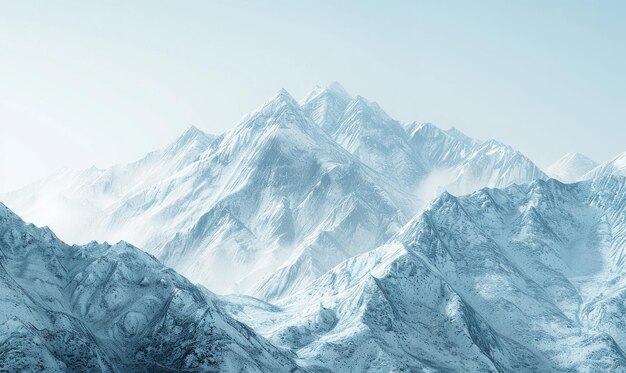 Photo snowcovered mountain background with ice caps