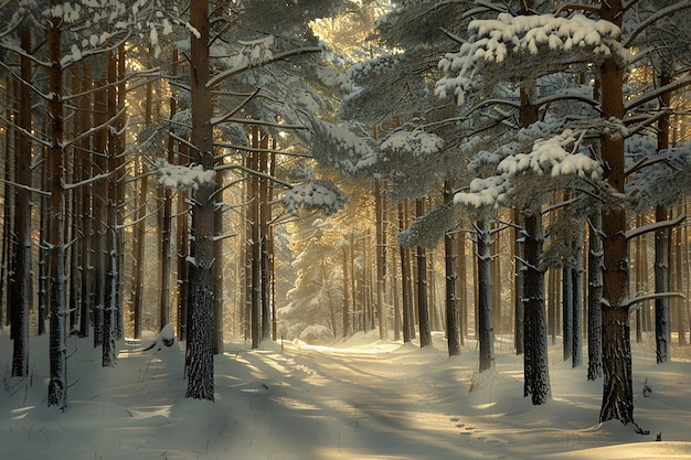 Photo snowcovered pine forests