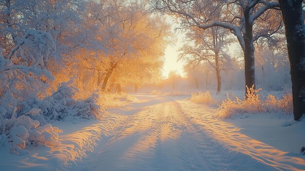 Snowcovered roads in the morning