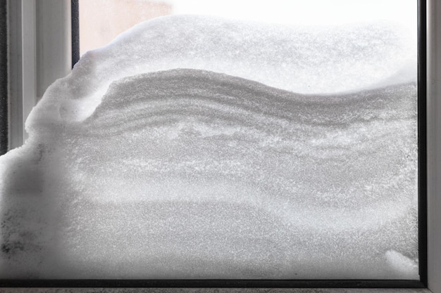 Snowdrift between two windowpanes