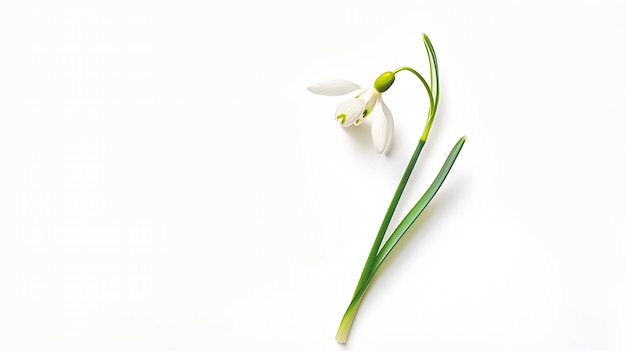 Snowdrop spring first single flower isolated on white background Hello spring Creati Generative AI