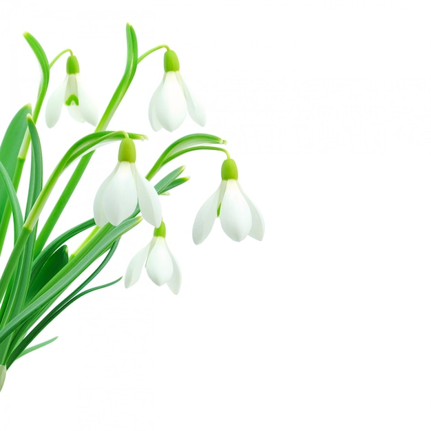 Snowdrops (Galanthus nivalis) on white background