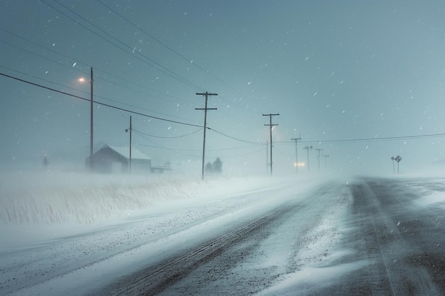 Photo snowed road background snow background snowfall on the road a road view with snowfall freeway