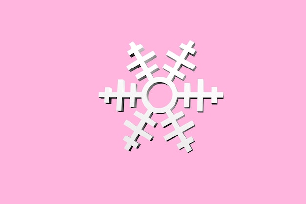 Snowflake Icon on color background 3D Rendering