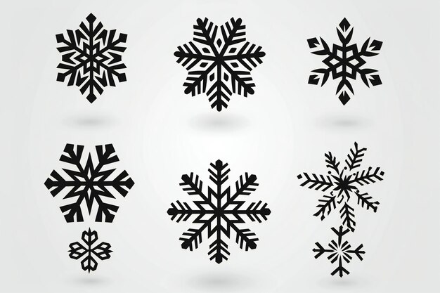 Photo snowflake icons simple silhouette black white background svg