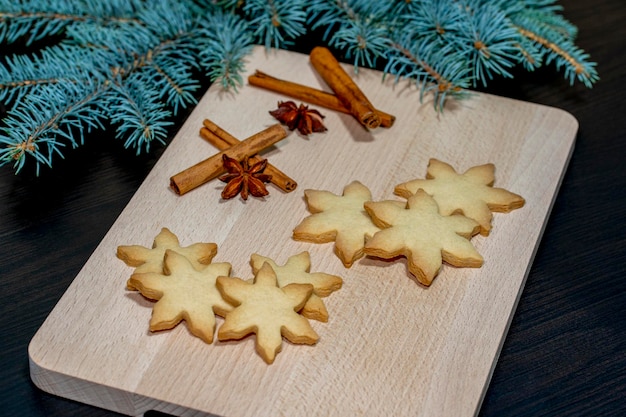 Snowflake shaped biscuits