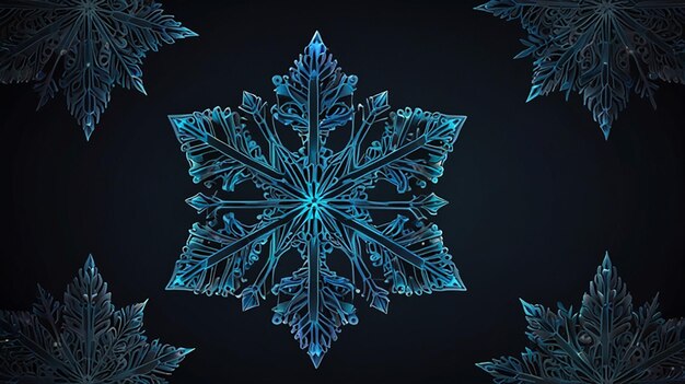 Photo a snowflake that is blue and has a blue pattern