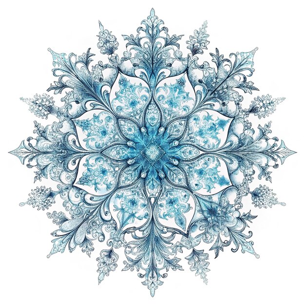 Photo snowflake with intricate patterns and delicate details on a white background