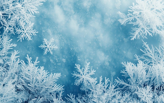 Snowflakes on Blue Background