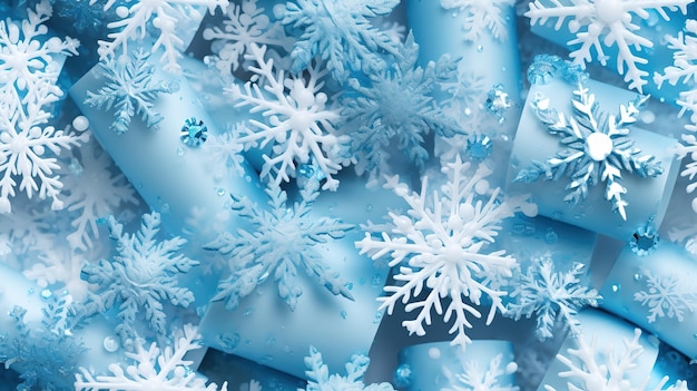 Snowflakes closeup christmas and winter background