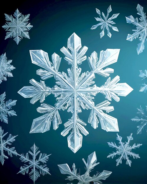 Snowflakes forming a crystalline pattern