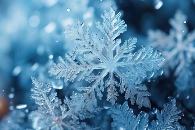 snowflakes frozen in the winter advertising photography