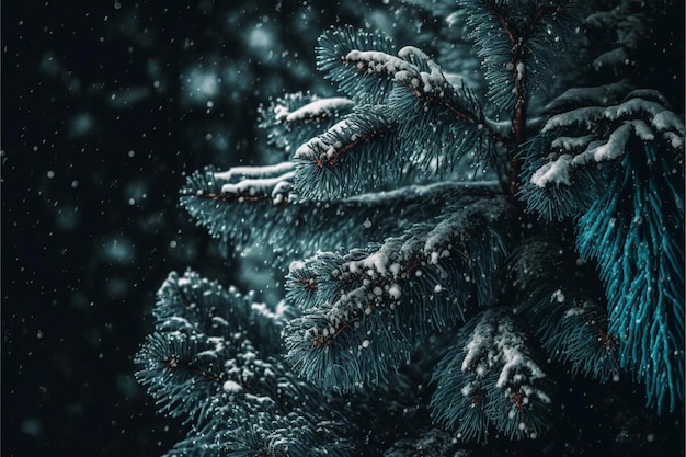 Snowflakes on pine tree