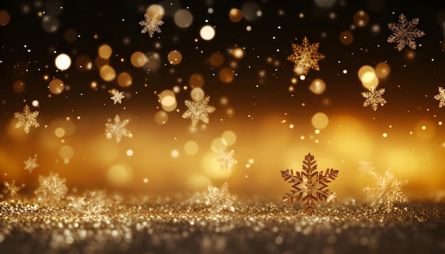 Snowflakes set against a golden background