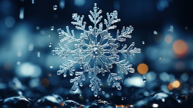 Snowflakes white and dark blue background