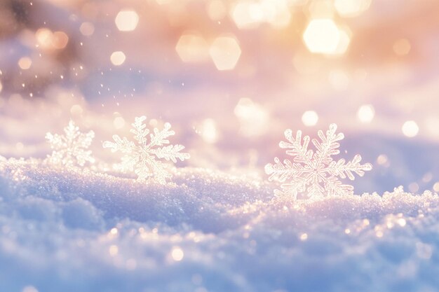 Photo snowflakes with soft focus in a chilly winter setting