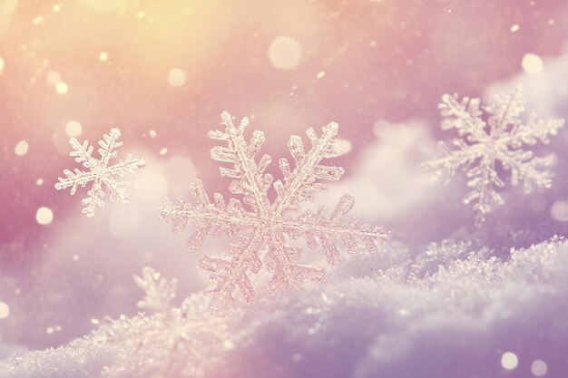 Photo snowflakes with soft focus in a chilly winter setting