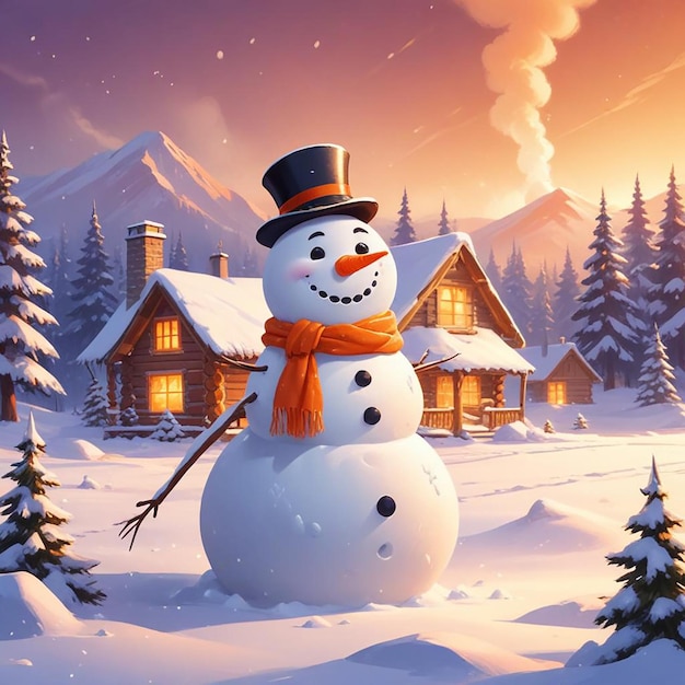 snowman background winter landscape