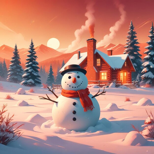 snowman background winter landscape