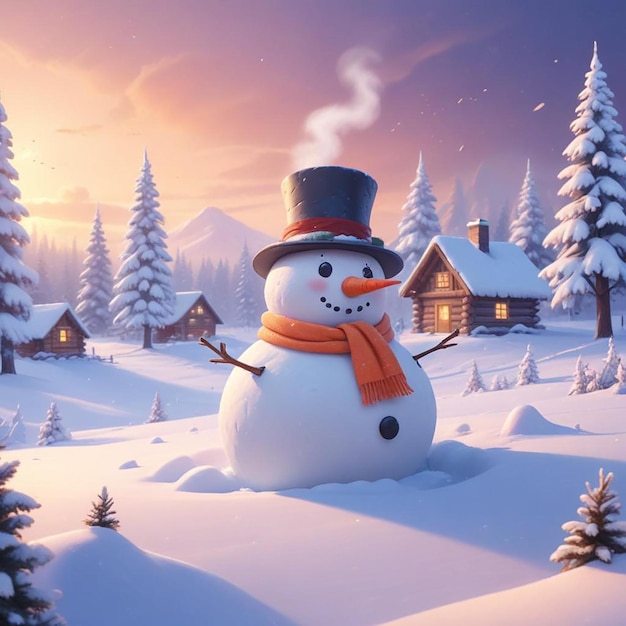 snowman background winter landscape