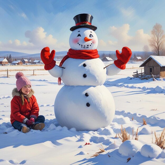 snowman background winter landscape