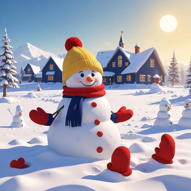 snowman background winter landscape