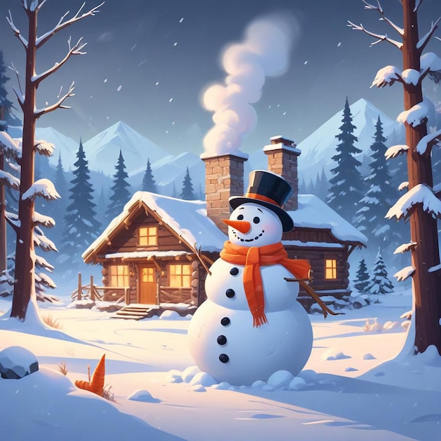 snowman background winter landscape