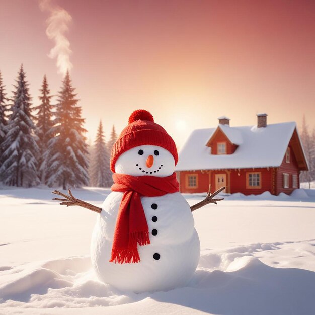 snowman background winter landscape