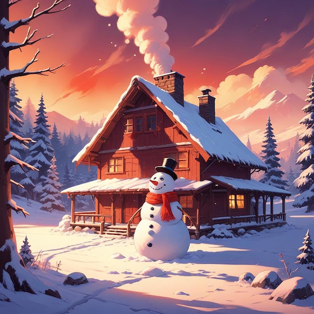 snowman background winter landscape