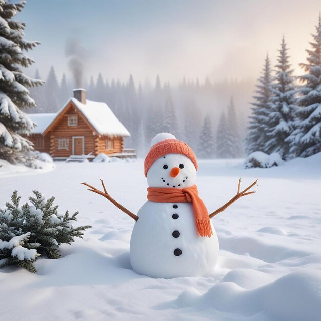 snowman background winter landscape