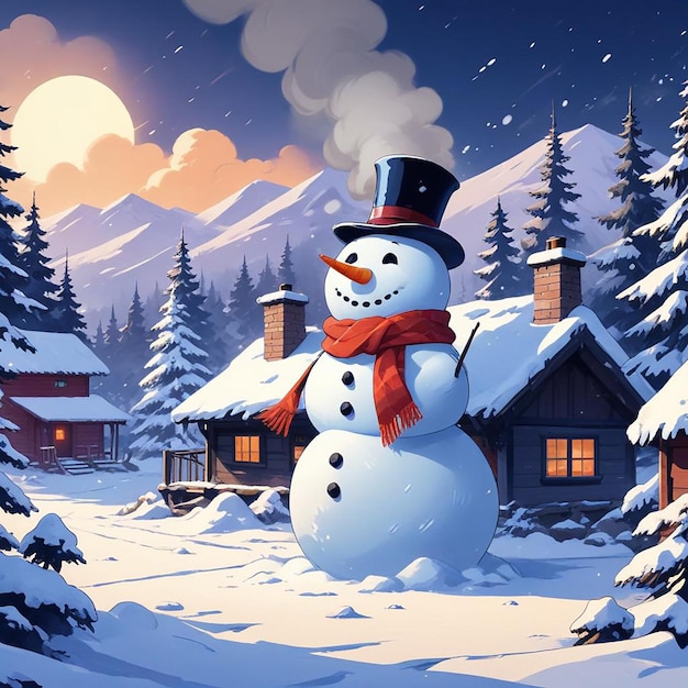 snowman background winter landscape