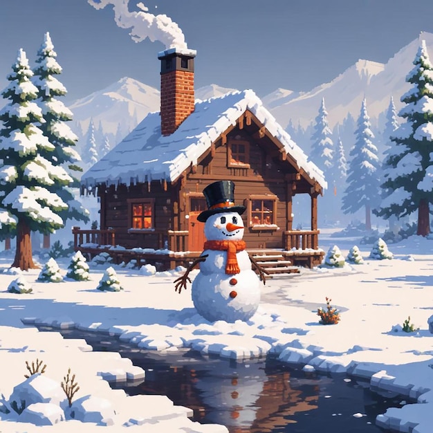 snowman background winter landscape