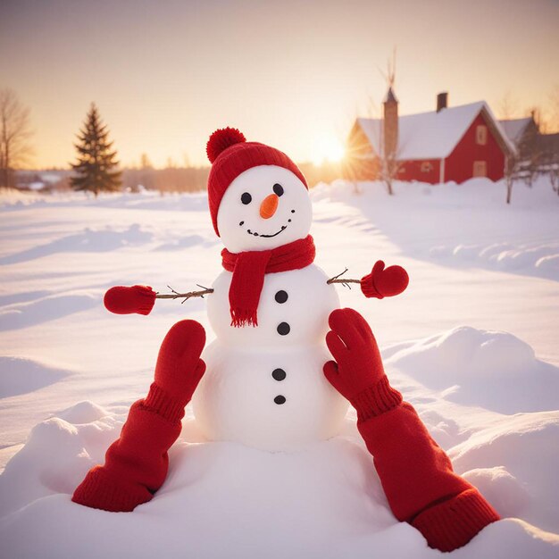 snowman background winter landscape