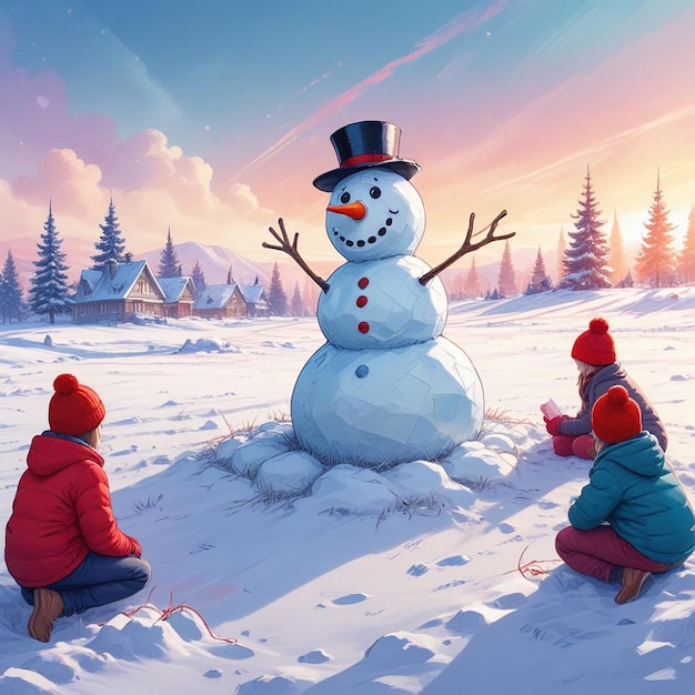 snowman background winter landscape