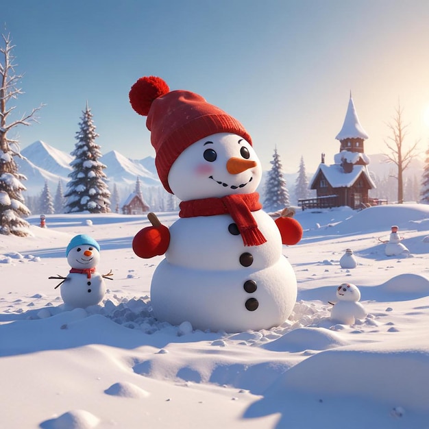 snowman background winter landscape