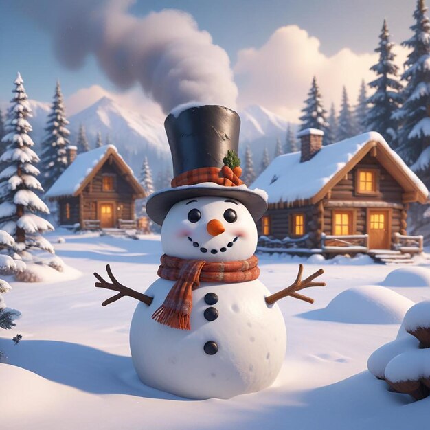 snowman background winter landscape