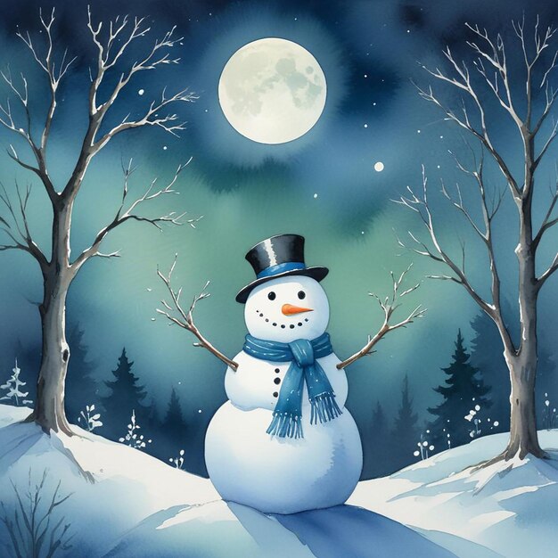 snowman background winter landscape