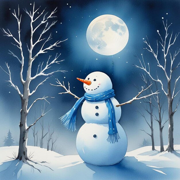 snowman background winter landscape