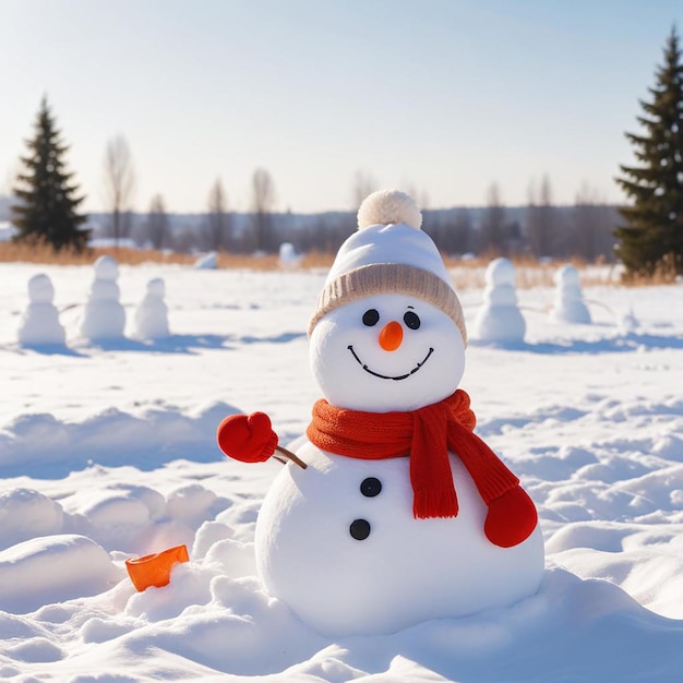 snowman background winter landscape