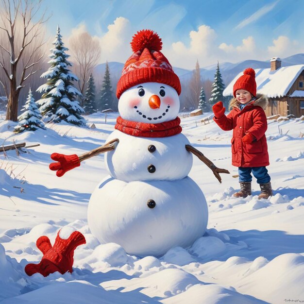 snowman background winter landscape