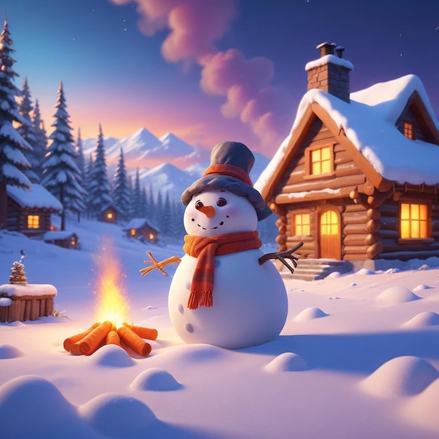 snowman background winter landscape