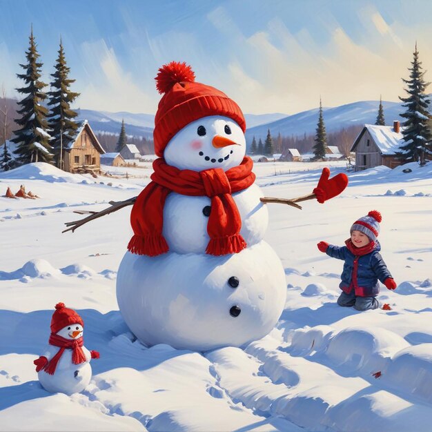 snowman background winter landscape