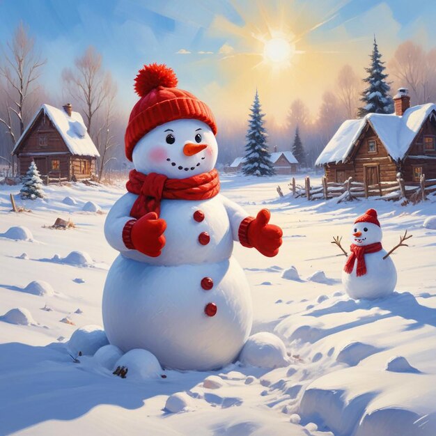 snowman background winter landscape