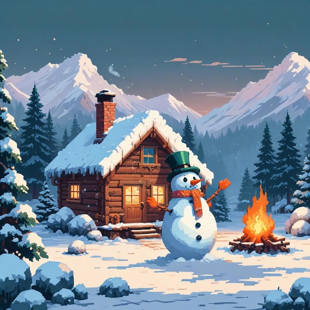 snowman background winter landscape