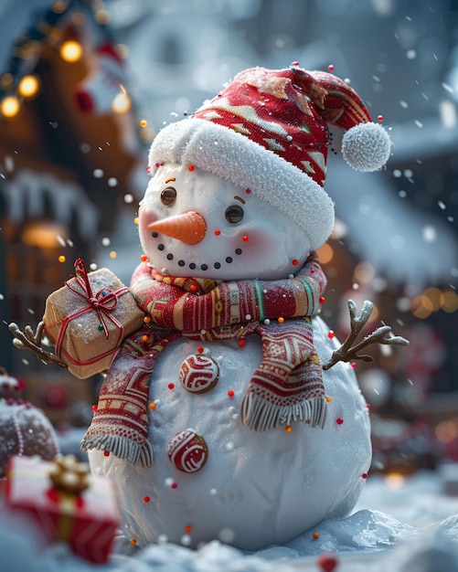 Snowman Caroler In A Ice Skating Rink Wearing illustration