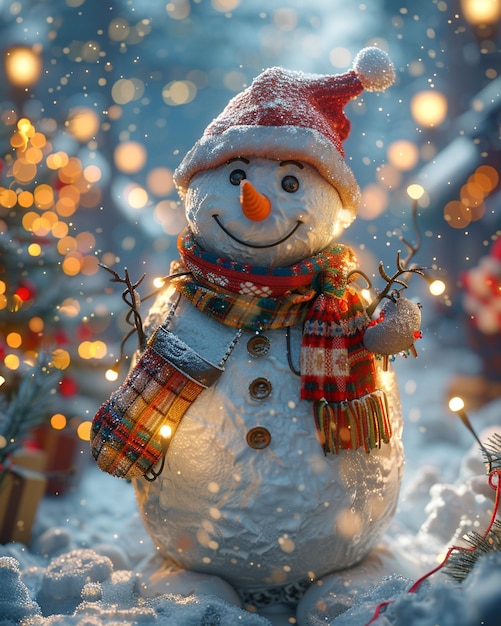 Snowman Christmas Tree Farmer In A Snowy Park clipart