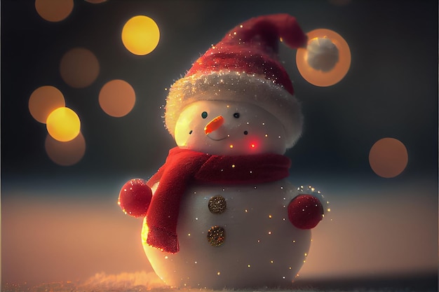 Snowman decorates the festival Merry Christmas 3D rendering